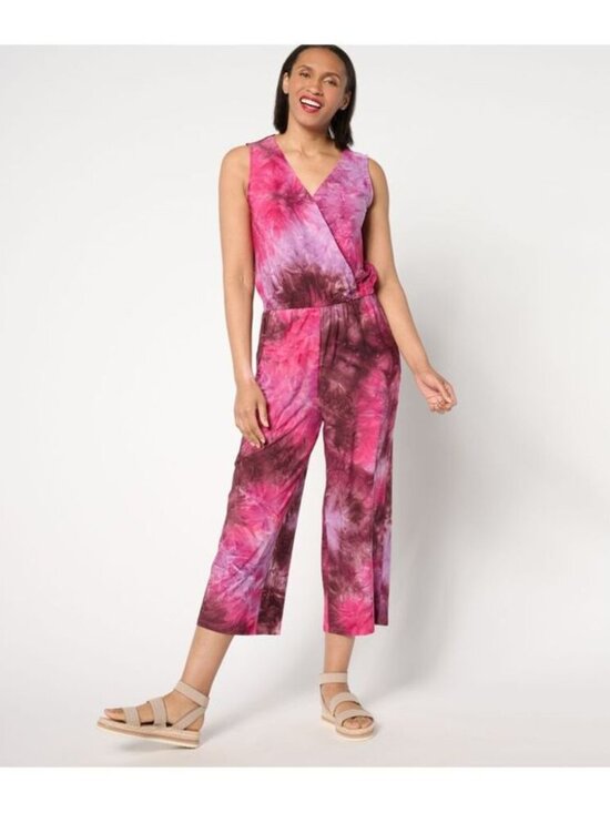 d&co Pants - D&Co Pink Tie Dye Sleeveless Jumpsuit New 3X Cropped Wide Leg